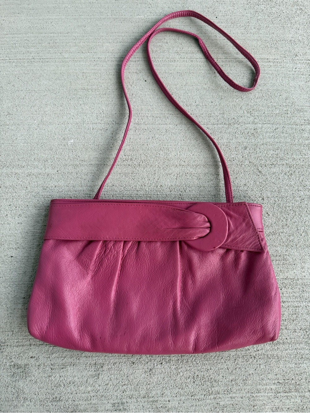 Vintage Pink Leather Shoulder Bag Small Y2K Purse Retro Minimalist Handbag
